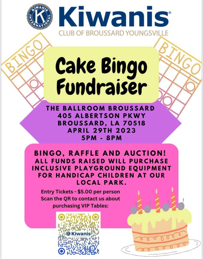 Kiwanis Cake Bingo Fundraiser Flyer