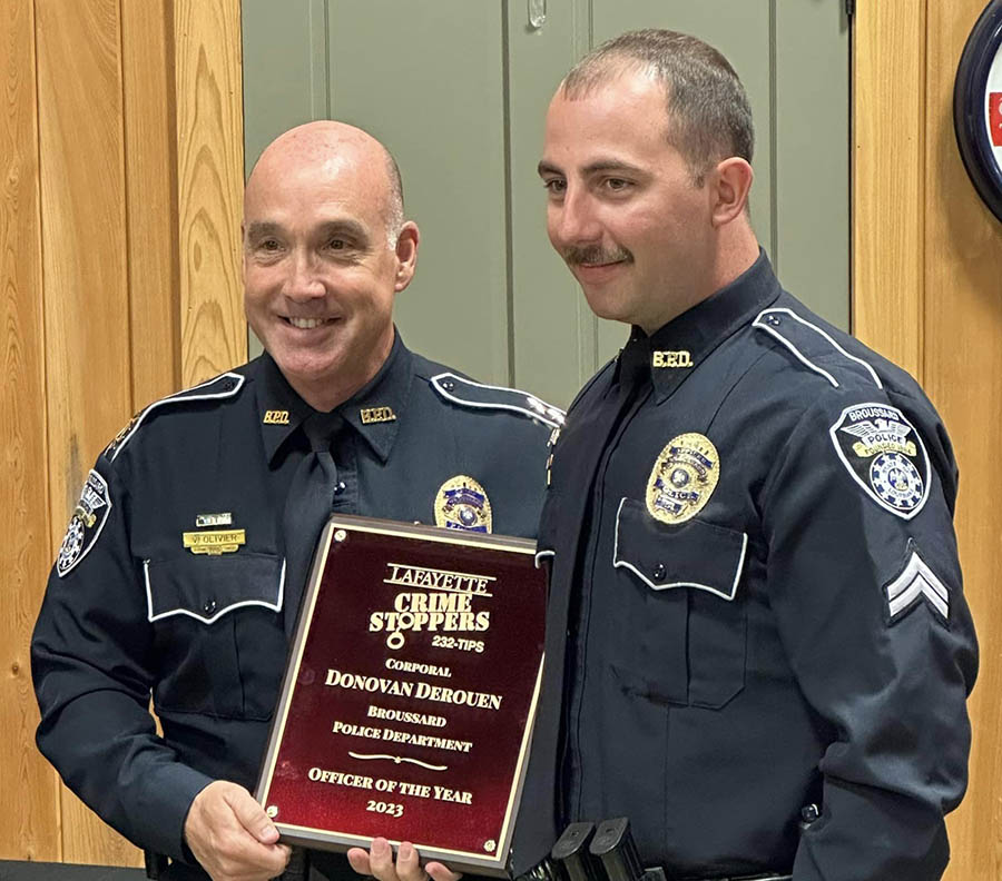 Derouen Recognized as Crime Stoppers Officer Officer of the Year