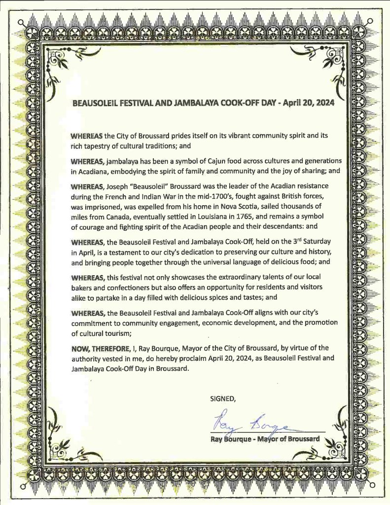 2024.04.20 Beausoleil Festival Proclamation by City of Broussard
