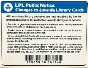 Lafayette Public Library Youth Card - Changes