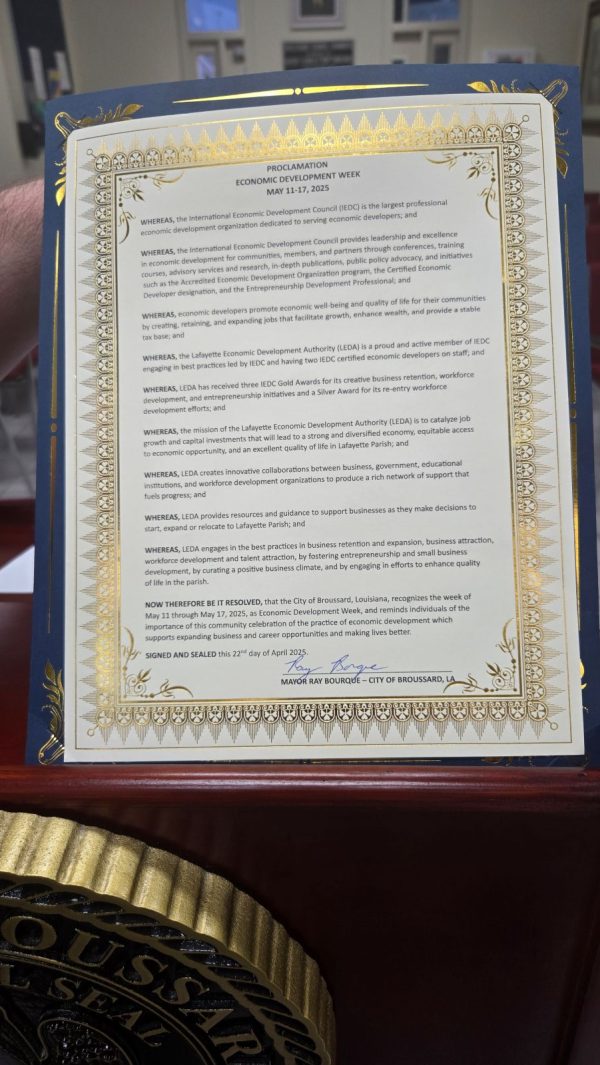 Photo of Broussard's Proclamation of May 11 to 17, 2025 as Economic Development Week
