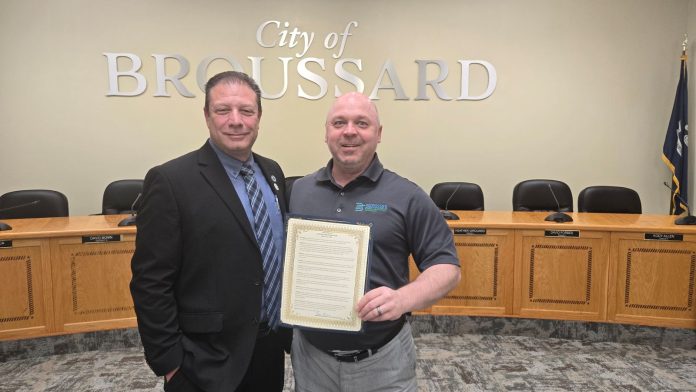 Photo: Broussard Mayor Ray Bourque and Ryan LaGrange with Lafayette Economic Development Authority (LEDA)